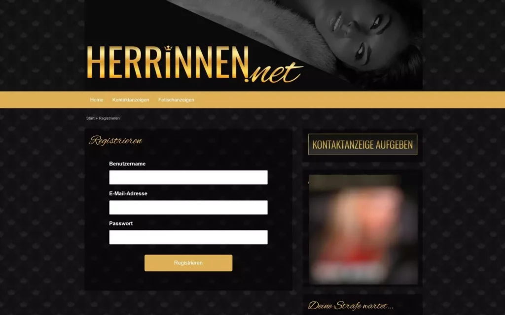 Herrinnen.net - Anmeldung
