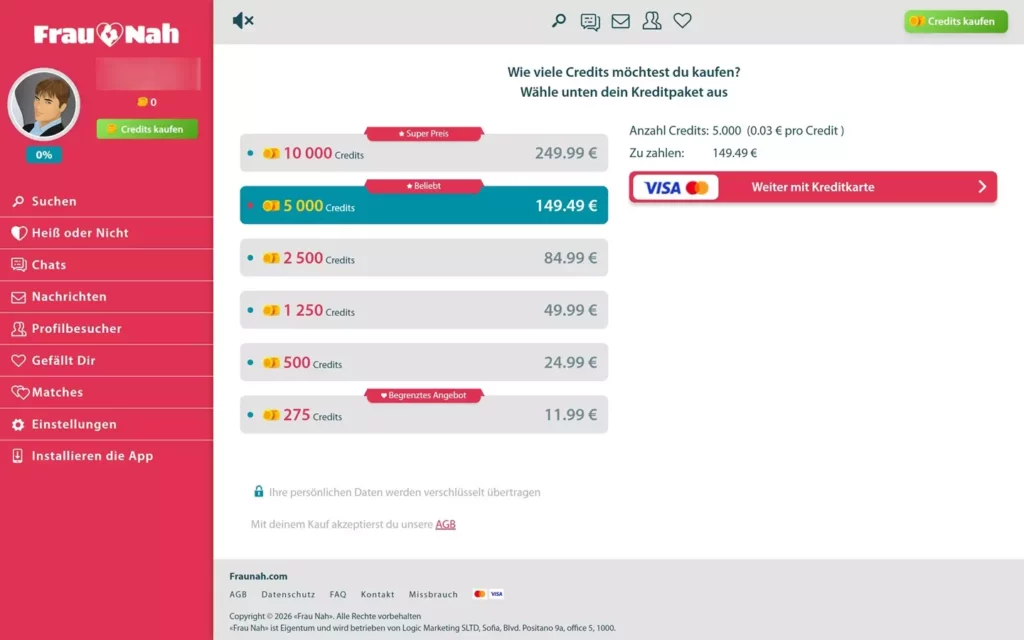 FrauNah.com - Kosten