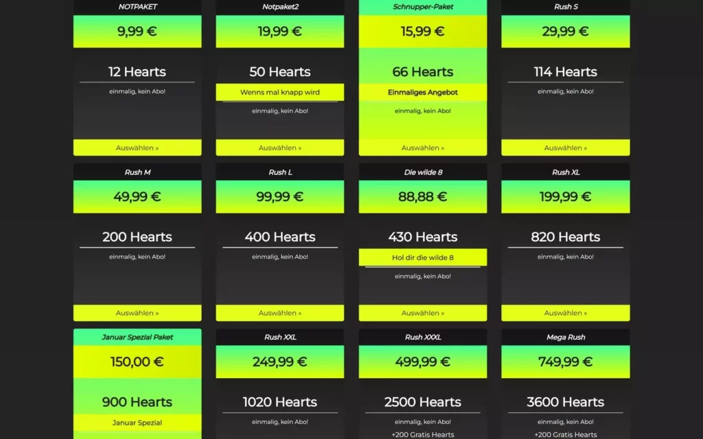 HeartRush.de - Kosten