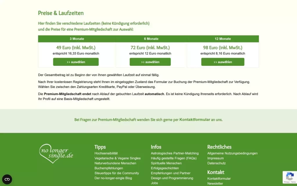 No-Longer-Single.de - Kosten