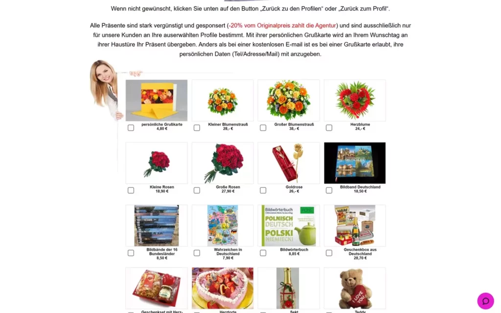 Verliebt-In-Polen.de - Kosten für Geschenke