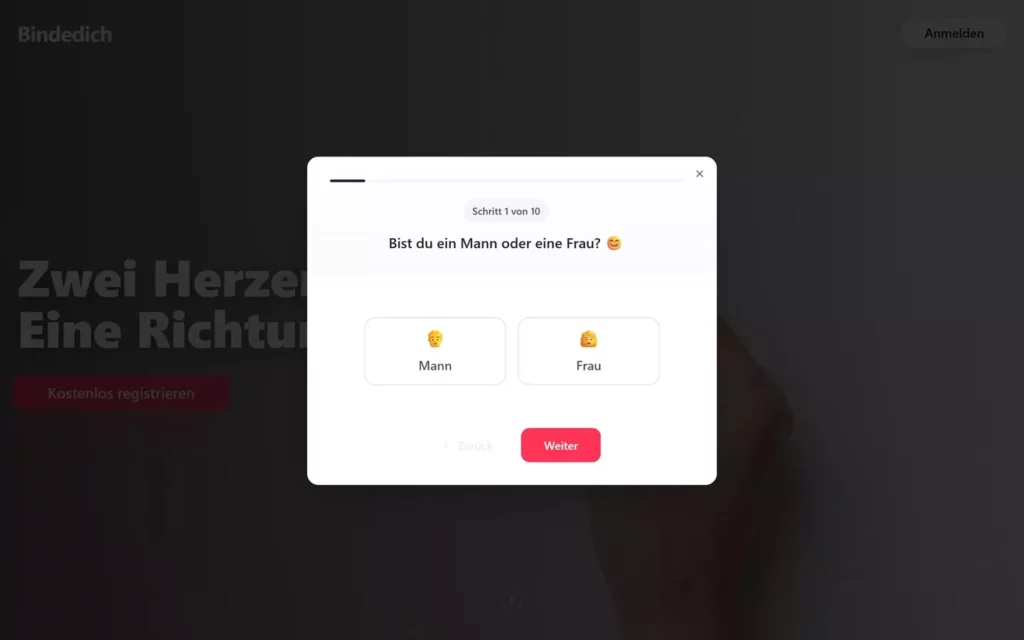 BindeDich.de - Anmeldung