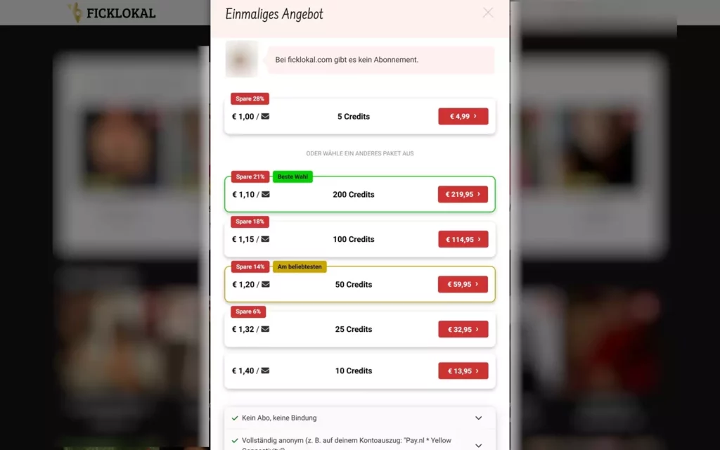 FickLokal.com - Kosten