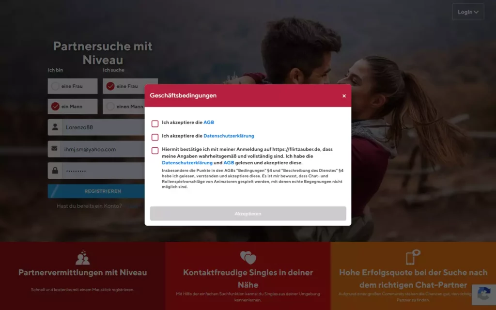 FlirtZauber.de Anmeldung