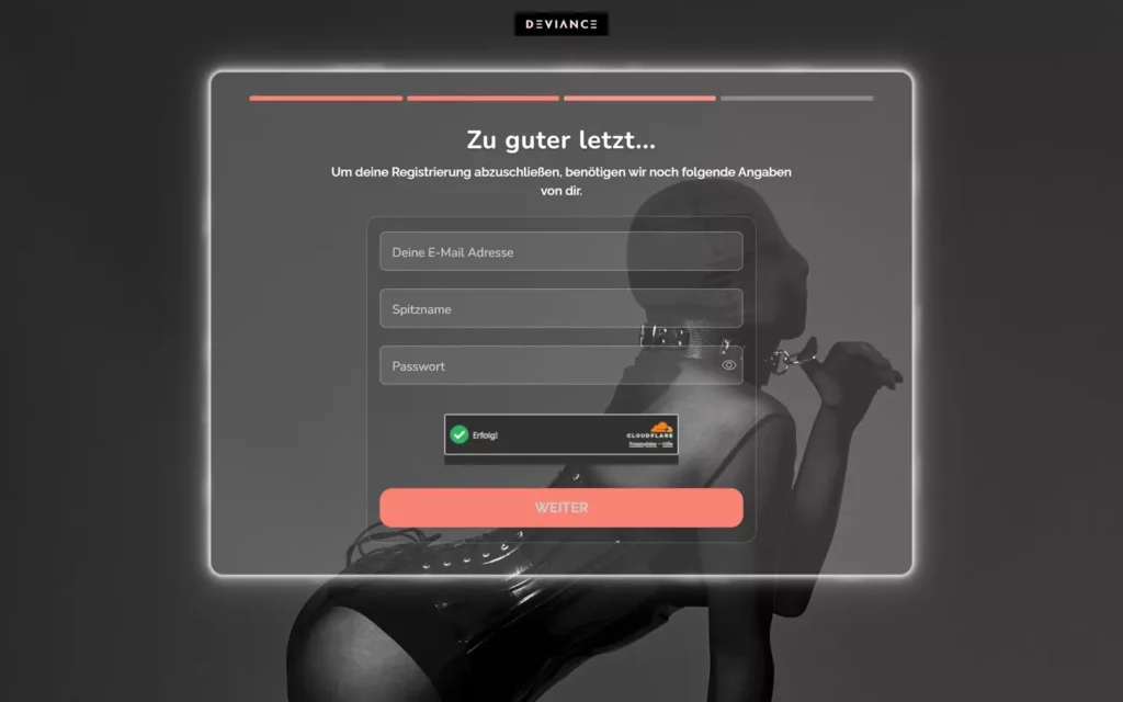 Deviance.com Anmeldung