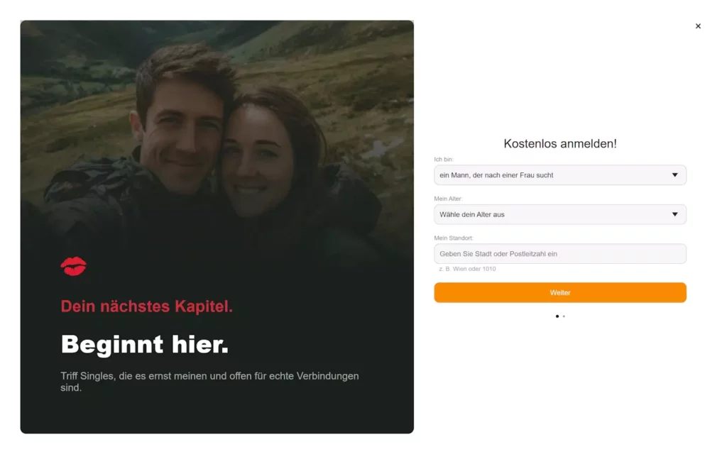 Kissamour.com Anmeldung